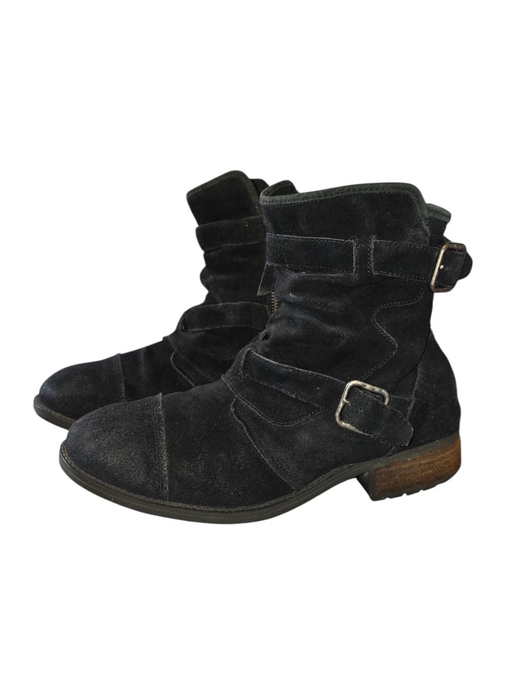 UGG Black Suede Buckle Ankle Boots Size 10 W
